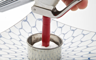 Espuma φέτας με σορμπέ καρπουζιού και αφυδατωμένο δυόσμο