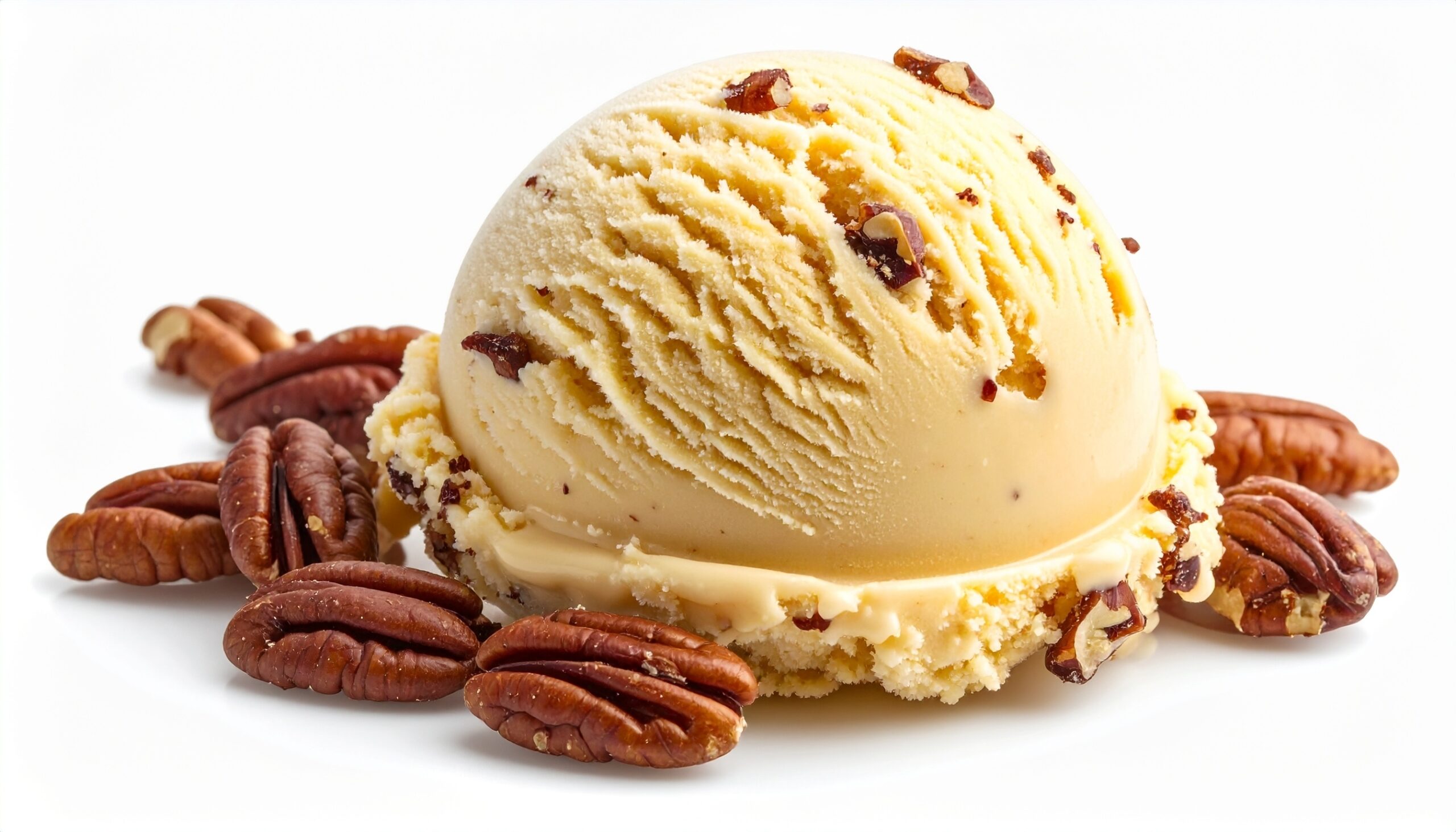Rich,Butter,Pecan,Ice,Cream,Scoop,Featuring,Toasted,Pecan,Chunks,