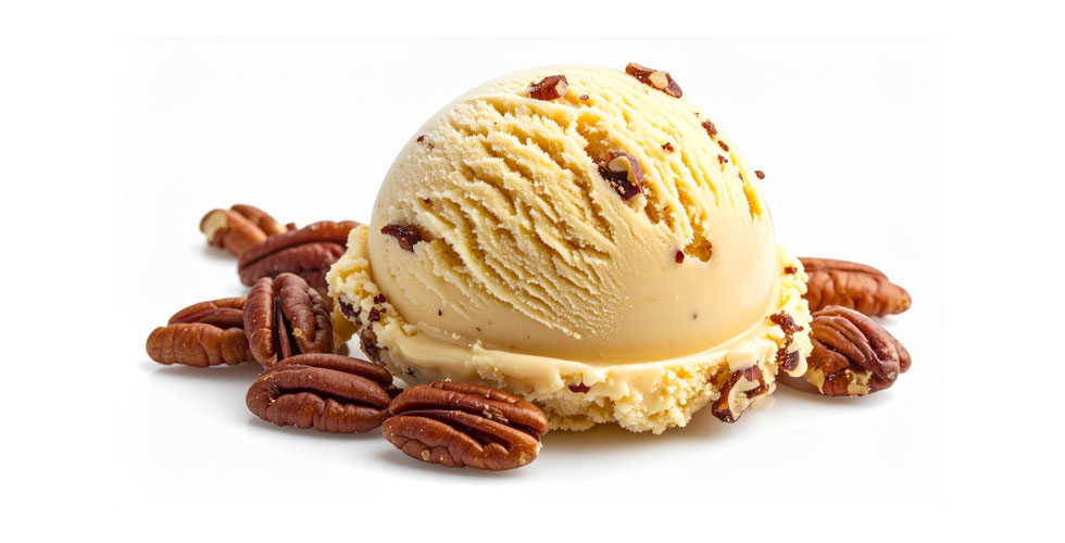 Rich,Butter,Pecan,Ice,Cream,Scoop,Featuring,Toasted,Pecan,Chunks,